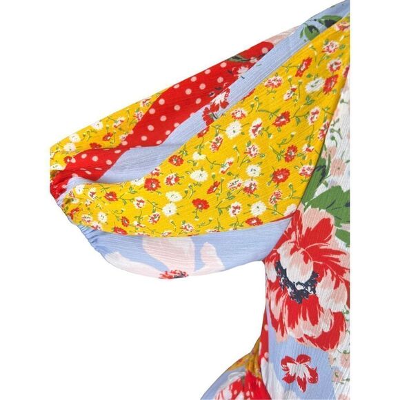 Ny & Co multicolor patterned floral faux wrap midi flowy dress cottagecore M - Picture 6 of 8